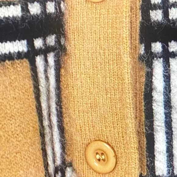 Burberry Beige and Black Checkered Cardigan